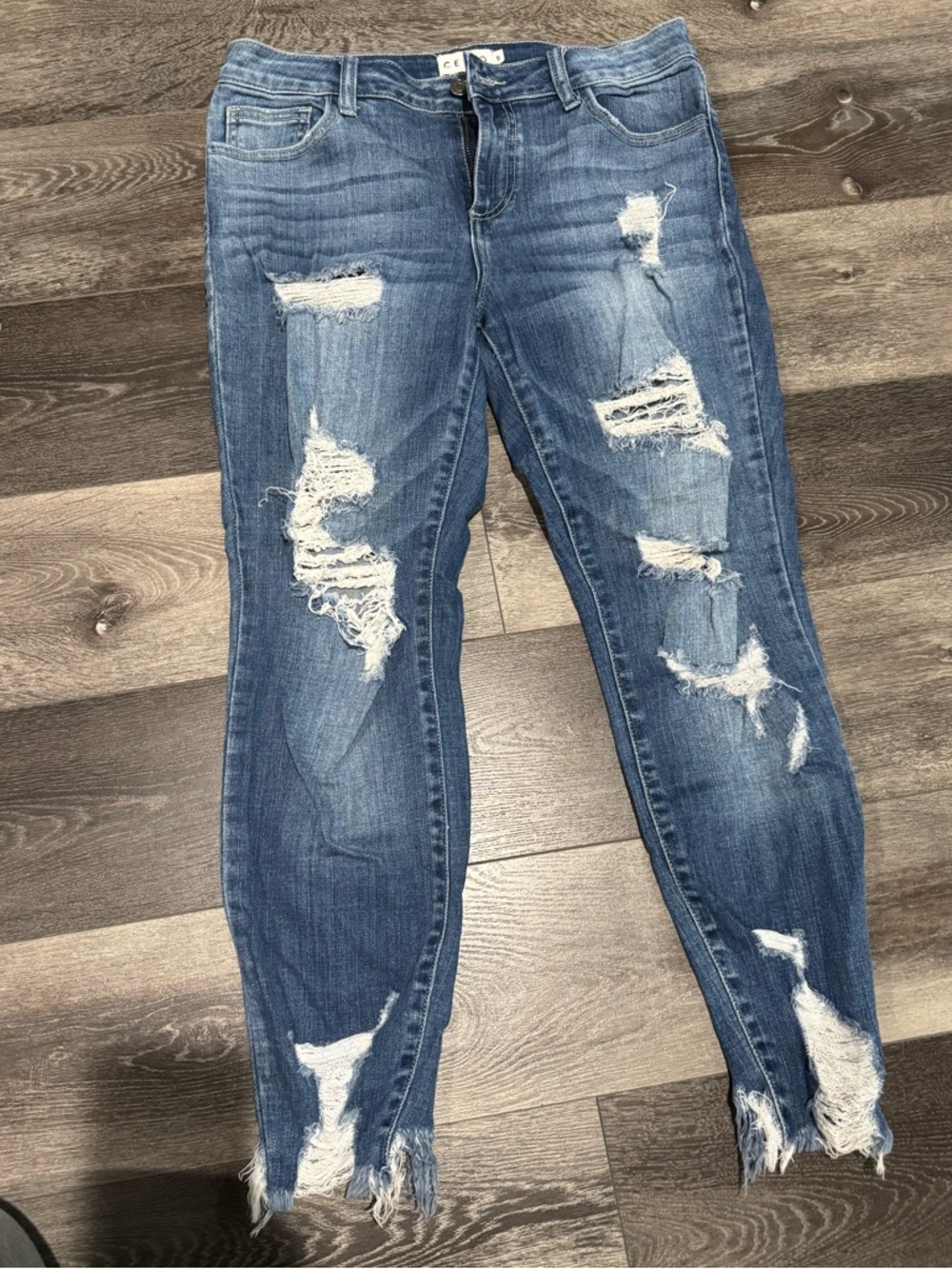 Cello Women's Distressed Blue Skinny Jeans